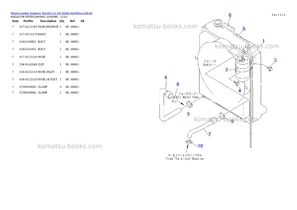 Komatsu wa100-3-x s/n 60001-62999 Parts catalog cover Page 7 Komatsu wa100-3-x s/n 60001-62999 Parts catalog cover Page 7