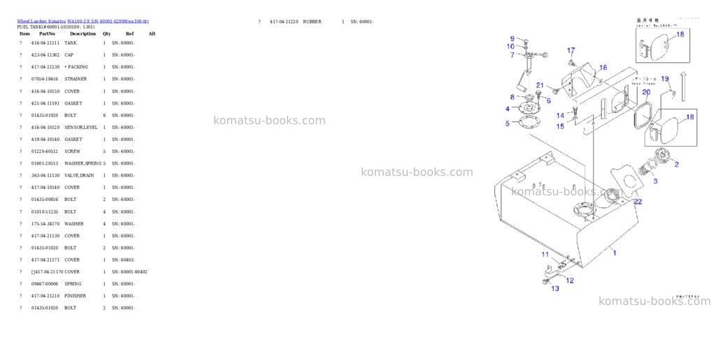 Komatsu wa100-3-x s/n 60001-62999 Parts catalog cover Page 9 Komatsu wa100-3-x s/n 60001-62999 Parts catalog cover Page 9