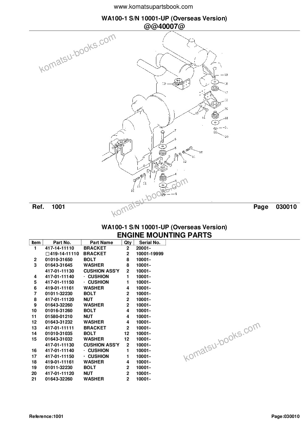 Komatsu WA100-1 S/N 10001-UP (Overseas Version) Parts catalog cover Page 3
