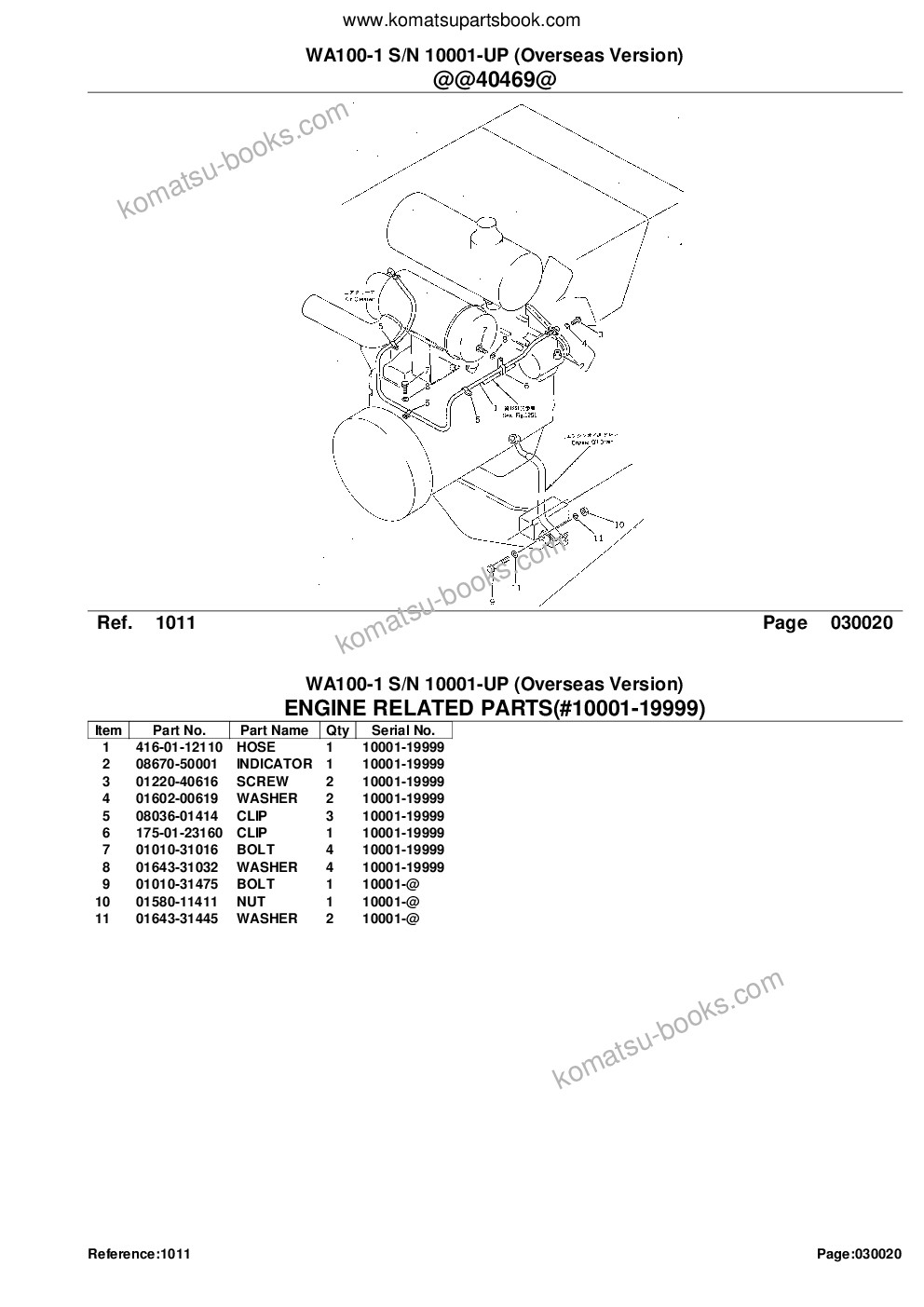 Komatsu WA100-1 S/N 10001-UP (Overseas Version) Parts catalog cover Page 4