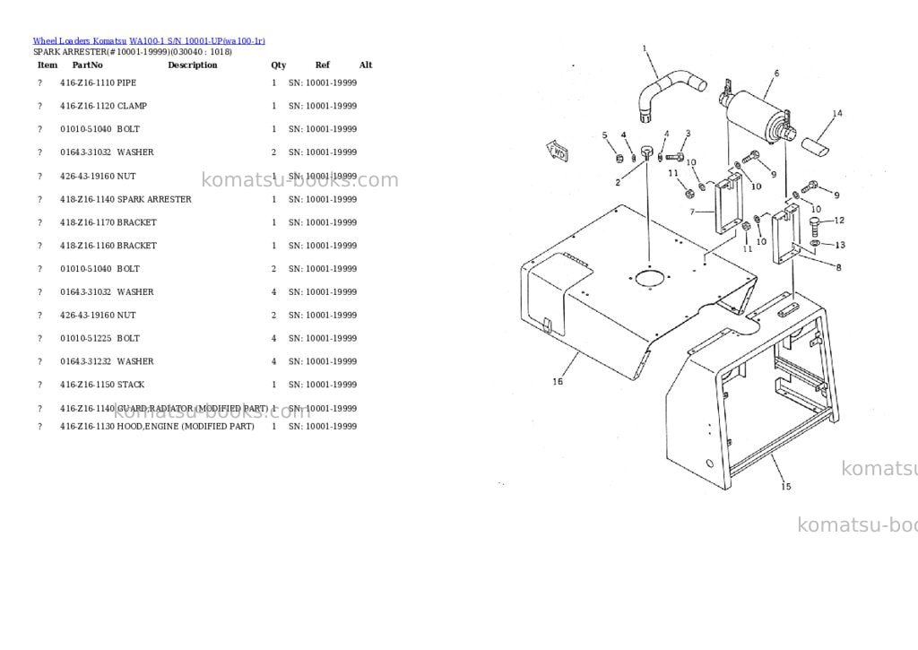 Komatsu wa100-1 s/n 10001-up Parts catalog cover Page 3