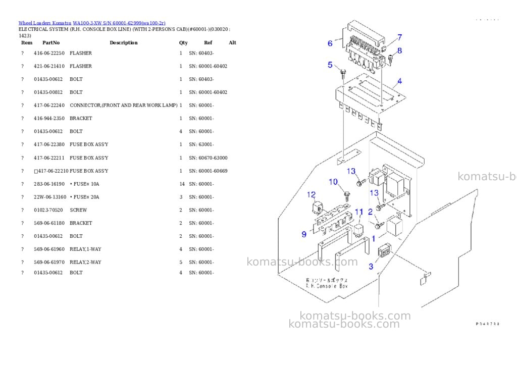 Komatsu wa100-3-xw s/n 60001-62999 Parts catalog cover