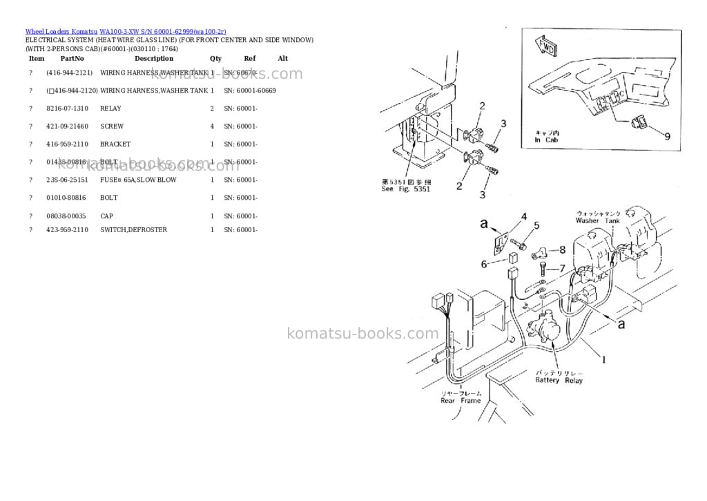 Komatsu wa100-3-xw s/n 60001-62999 Parts catalog cover Page 10