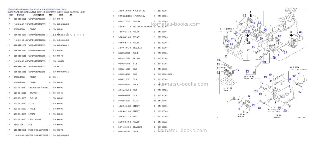 Komatsu wa100-3-xw s/n 60001-62999 Parts catalog cover Page 2