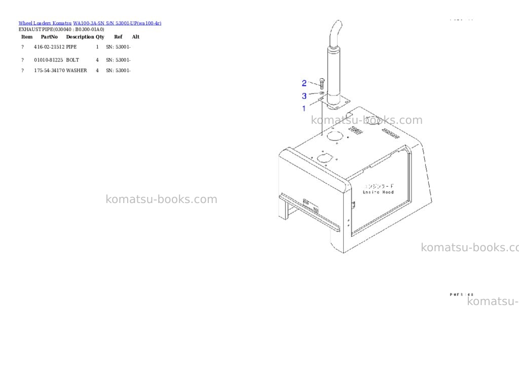 Komatsu wa100-3a-sn s/n 53001-up Parts catalog cover Page 3 Komatsu wa100-3a-sn s/n 53001-up Parts catalog cover Page 3