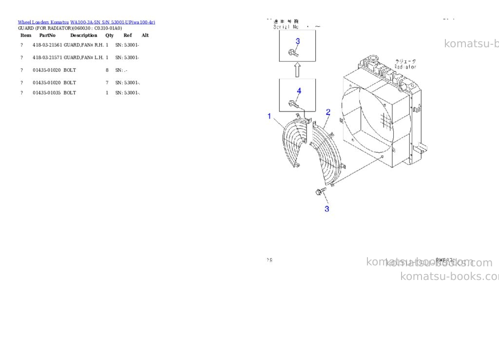 Komatsu wa100-3a-sn s/n 53001-up Parts catalog cover Page 6 Komatsu wa100-3a-sn s/n 53001-up Parts catalog cover Page 6