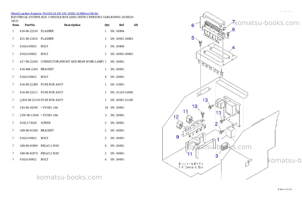 Komatsu wa100-3a-sw s/n 50001-52999 Parts catalog cover