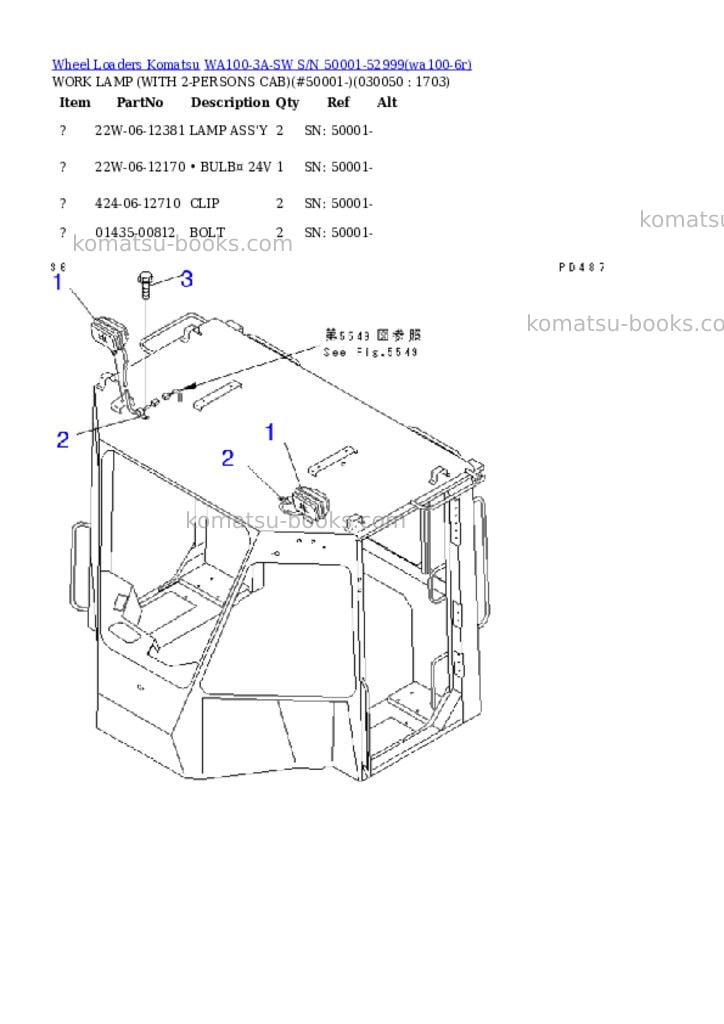 Komatsu wa100-3a-sw s/n 50001-52999 Parts catalog cover Page 4