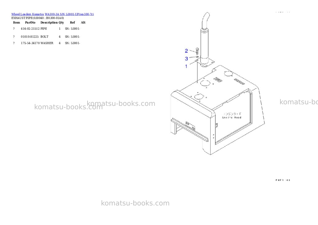 Komatsu wa100-3a s/n 53001-up Parts catalog cover Page 3 Komatsu wa100-3a s/n 53001-up Parts catalog cover Page 3