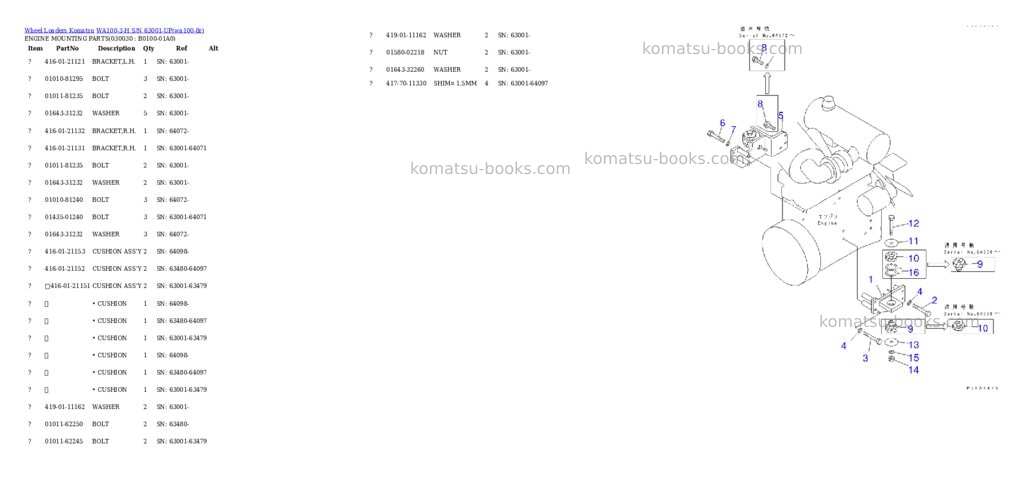 Komatsu wa100-3-h s/n 63001-up Parts catalog cover Page 2 Komatsu wa100-3-h s/n 63001-up Parts catalog cover Page 2