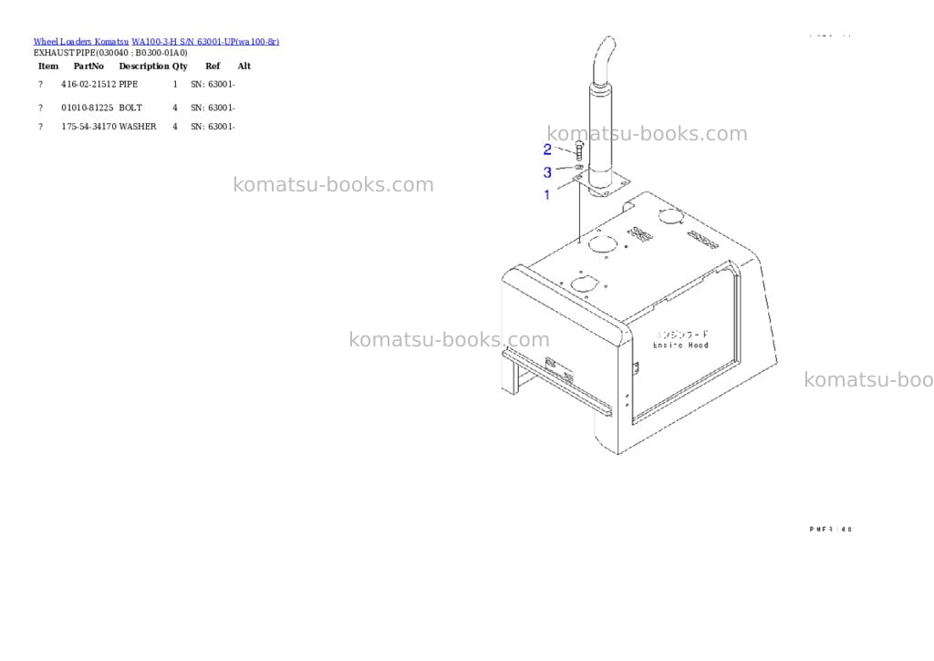 Komatsu wa100-3-h s/n 63001-up Parts catalog cover Page 3 Komatsu wa100-3-h s/n 63001-up Parts catalog cover Page 3