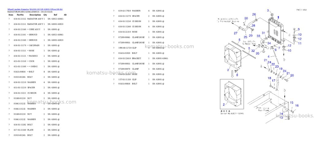 Komatsu wa100-3-h s/n 63001-up Parts catalog cover Page 4 Komatsu wa100-3-h s/n 63001-up Parts catalog cover Page 4