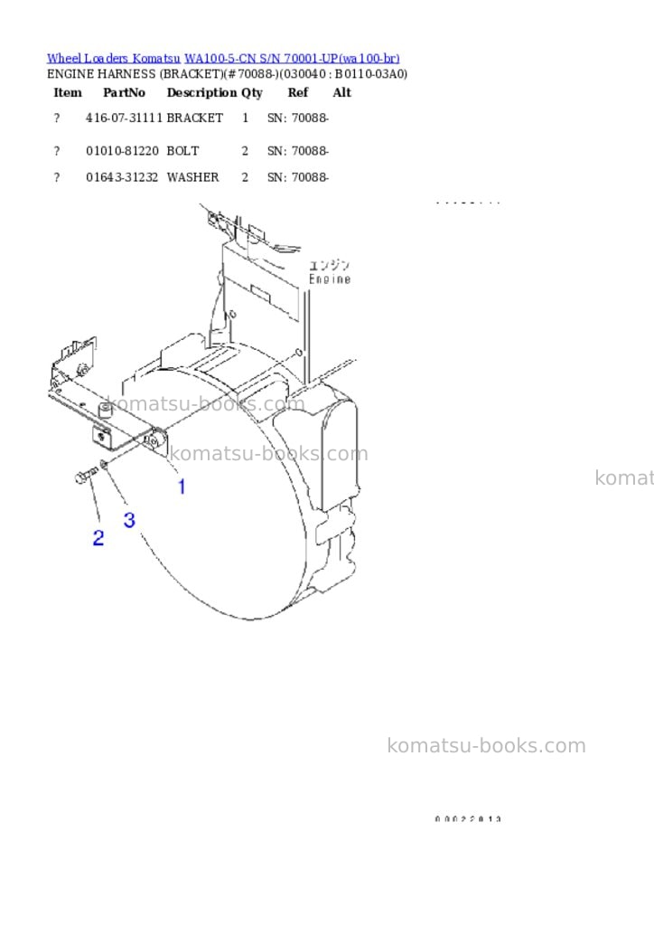 Komatsu wa100-5-cn s/n 70001-up Parts catalog cover Page 3 Komatsu wa100-5-cn s/n 70001-up Parts catalog cover Page 3