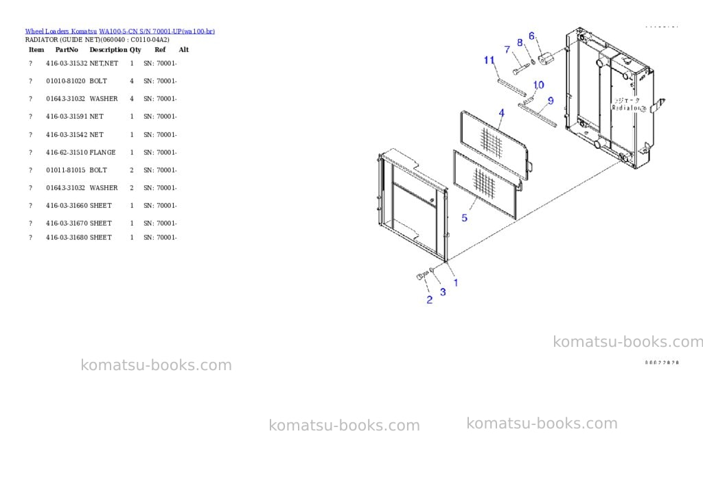 Komatsu wa100-5-cn s/n 70001-up Parts catalog cover Page 9 Komatsu wa100-5-cn s/n 70001-up Parts catalog cover Page 9