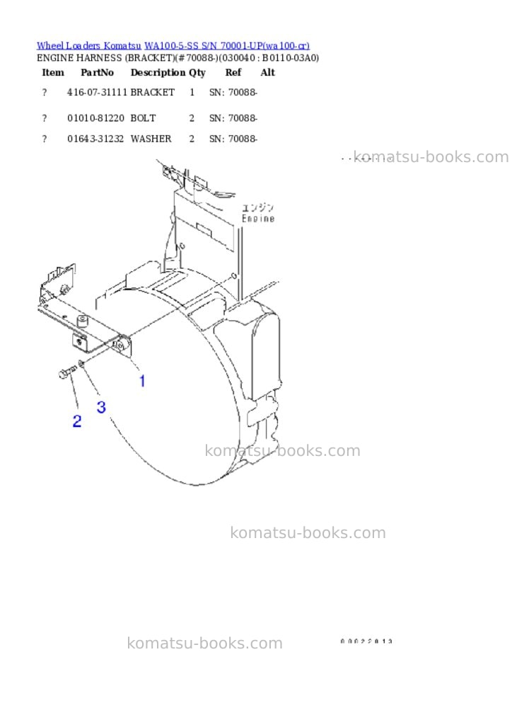 Komatsu wa100-5-ss s/n 70001-up Parts catalog cover Page 3