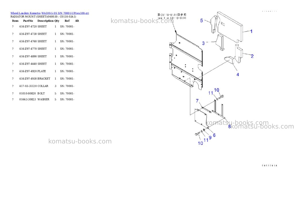 Komatsu wa100-5-ss s/n 70001-up Parts catalog cover Page 9