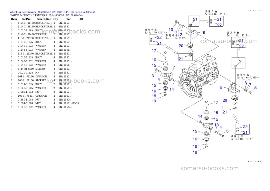 Komatsu WA100M-3 S/N 10001-UP (Cab Spec.) Parts catalog cover Komatsu WA100M-3 S/N 10001-UP (Cab Spec.) Parts catalog cover