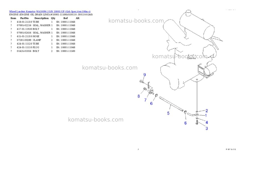 Komatsu WA100M-3 S/N 10001-UP (Cab Spec.) Parts catalog cover Page 10 Komatsu WA100M-3 S/N 10001-UP (Cab Spec.) Parts catalog cover Page 10
