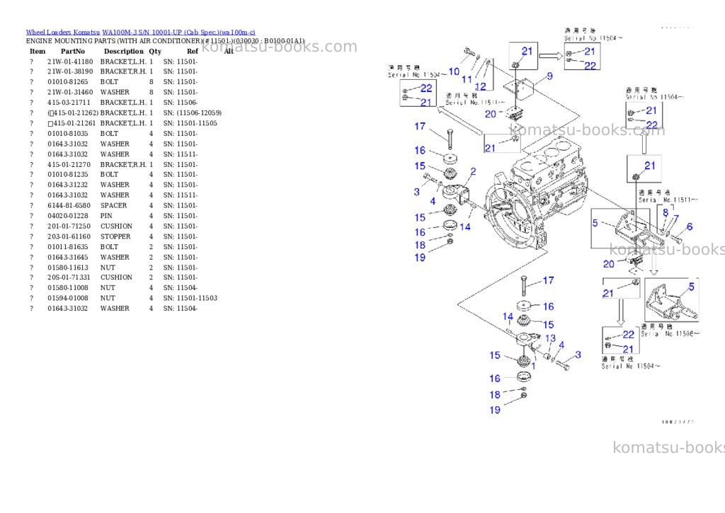 Komatsu WA100M-3 S/N 10001-UP (Cab Spec.) Parts catalog cover Page 2 Komatsu WA100M-3 S/N 10001-UP (Cab Spec.) Parts catalog cover Page 2