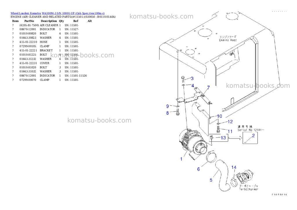 Komatsu WA100M-3 S/N 10001-UP (Cab Spec.) Parts catalog cover Page 4 Komatsu WA100M-3 S/N 10001-UP (Cab Spec.) Parts catalog cover Page 4