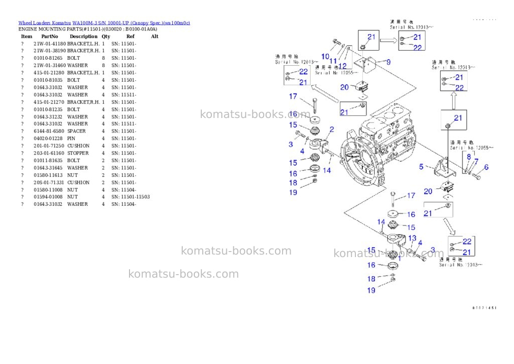 Komatsu wa100m-3 s/n 10001-up canopy spec. Parts catalog cover