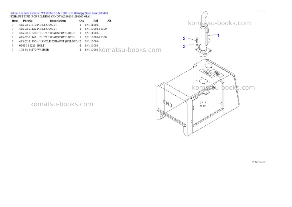 Komatsu wa100m-3 s/n 10001-up canopy spec. Parts catalog cover Page 10
