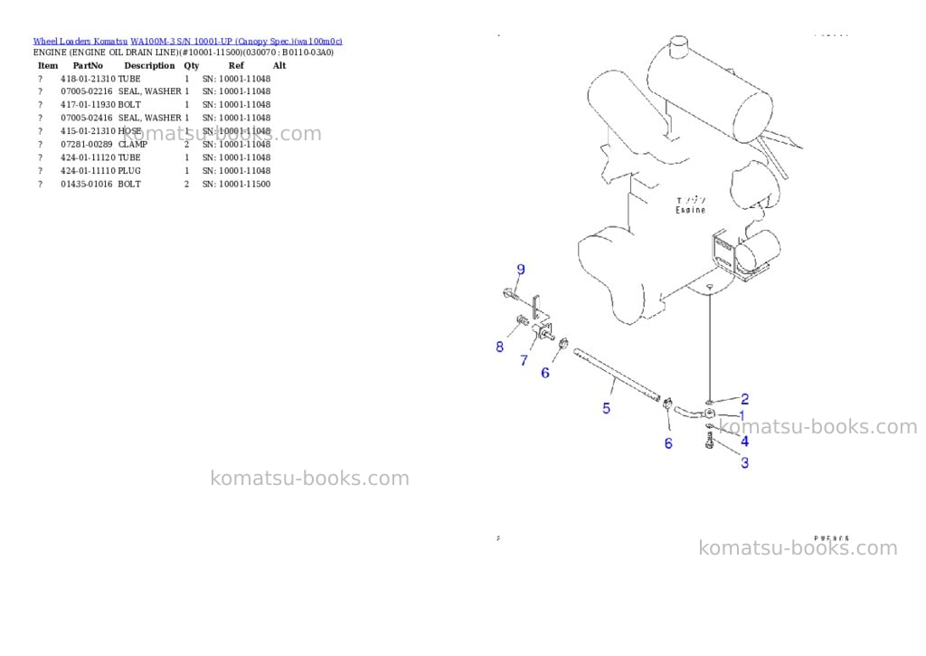 Komatsu wa100m-3 s/n 10001-up canopy spec. Parts catalog cover Page 6