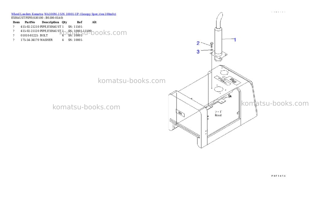 Komatsu wa100m-3 s/n 10001-up canopy spec. Parts catalog cover Page 9