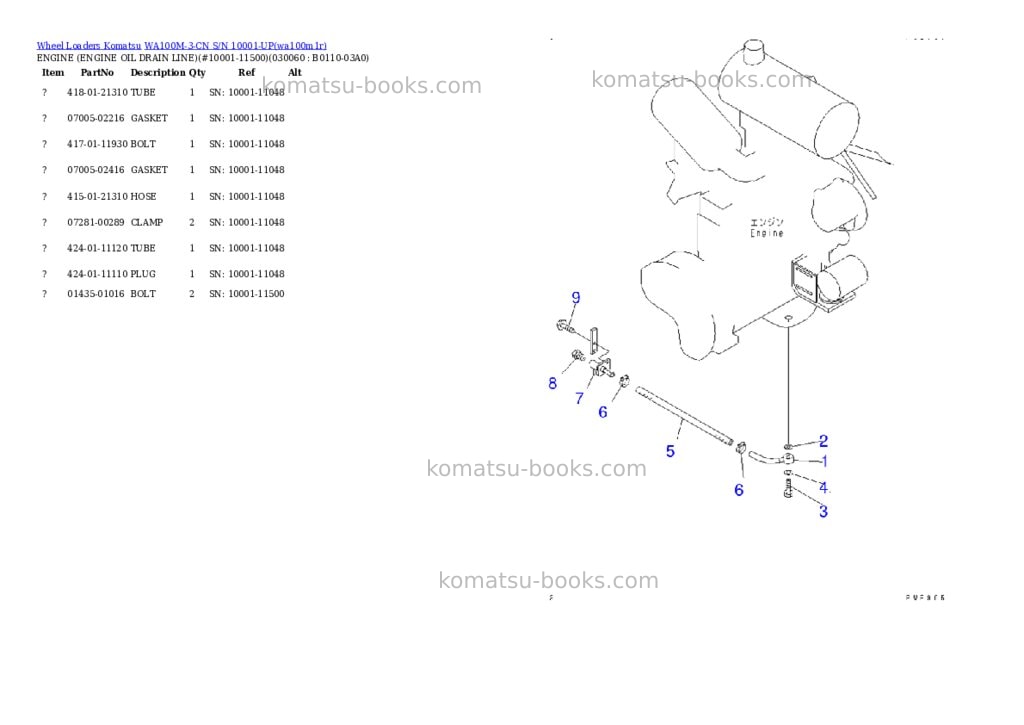 Komatsu wa100m-3-cn s/n 10001-up Parts catalog cover Page 5 Komatsu wa100m-3-cn s/n 10001-up Parts catalog cover Page 5