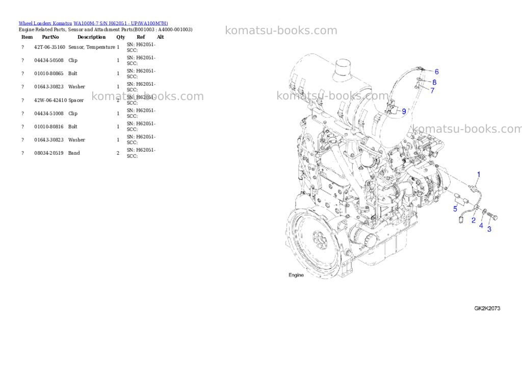 Komatsu wa100m-7 s/n h62051 - up Parts catalog cover Page 2