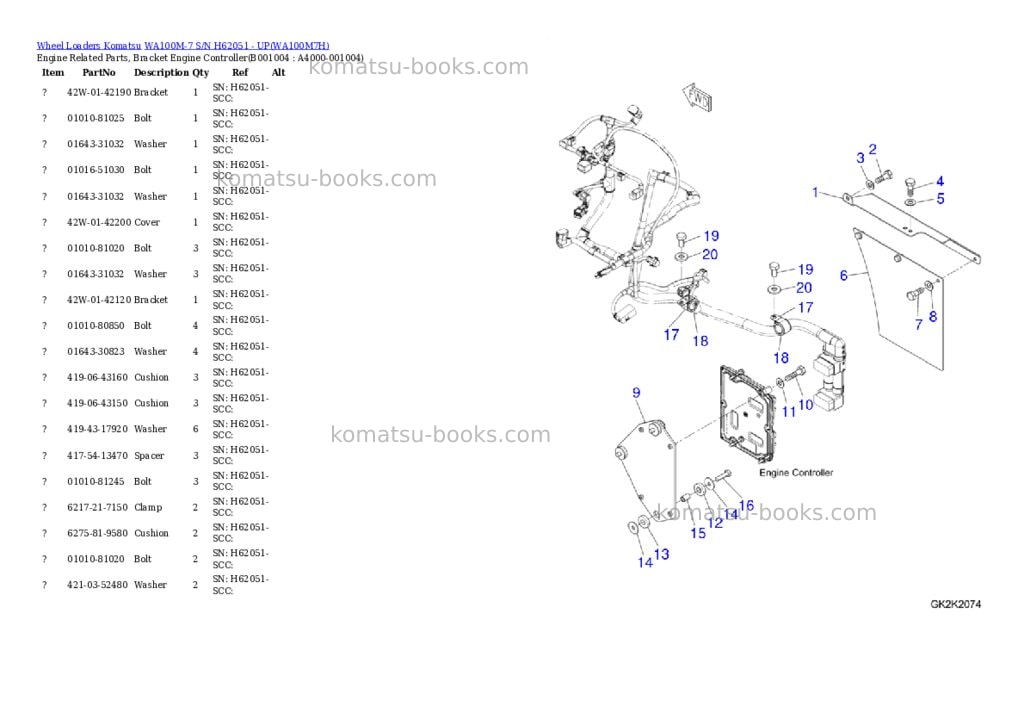 Komatsu wa100m-7 s/n h62051 - up Parts catalog cover Page 3