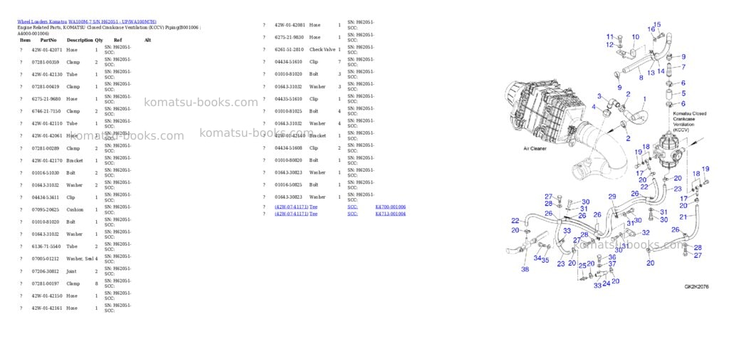 Komatsu wa100m-7 s/n h62051 - up Parts catalog cover Page 5