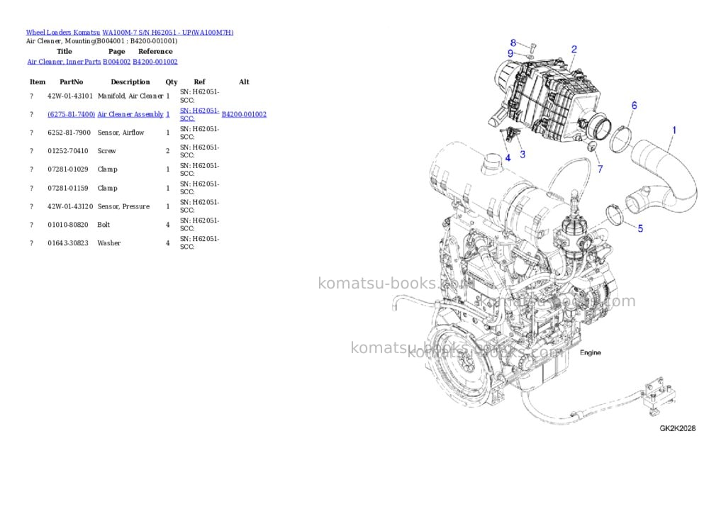 Komatsu wa100m-7 s/n h62051 - up Parts catalog cover Page 8