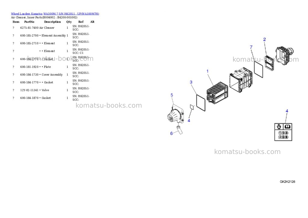 Komatsu wa100m-7 s/n h62051 - up Parts catalog cover Page 9