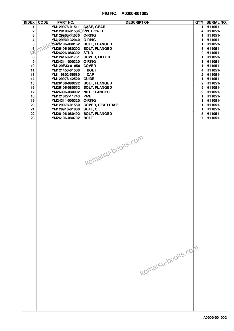Komatsu wa100m-8 s/n h11051 - up Parts catalog cover Page 7