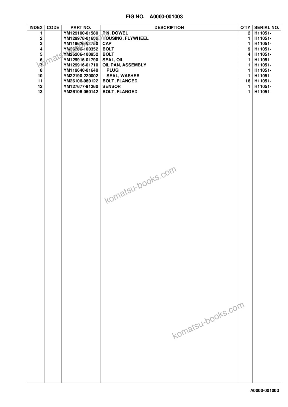 Komatsu wa100m-8 s/n h11051 - up Parts catalog cover Page 9