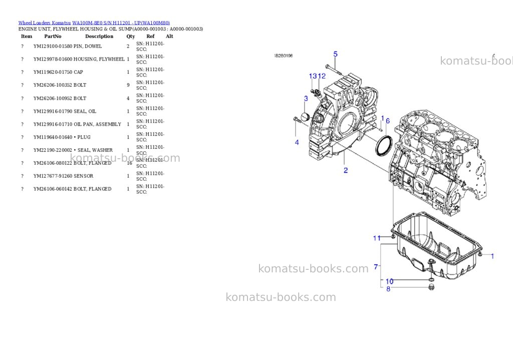Komatsu wa100m-8e0 s/n h11201 - up Parts catalog cover Page 2