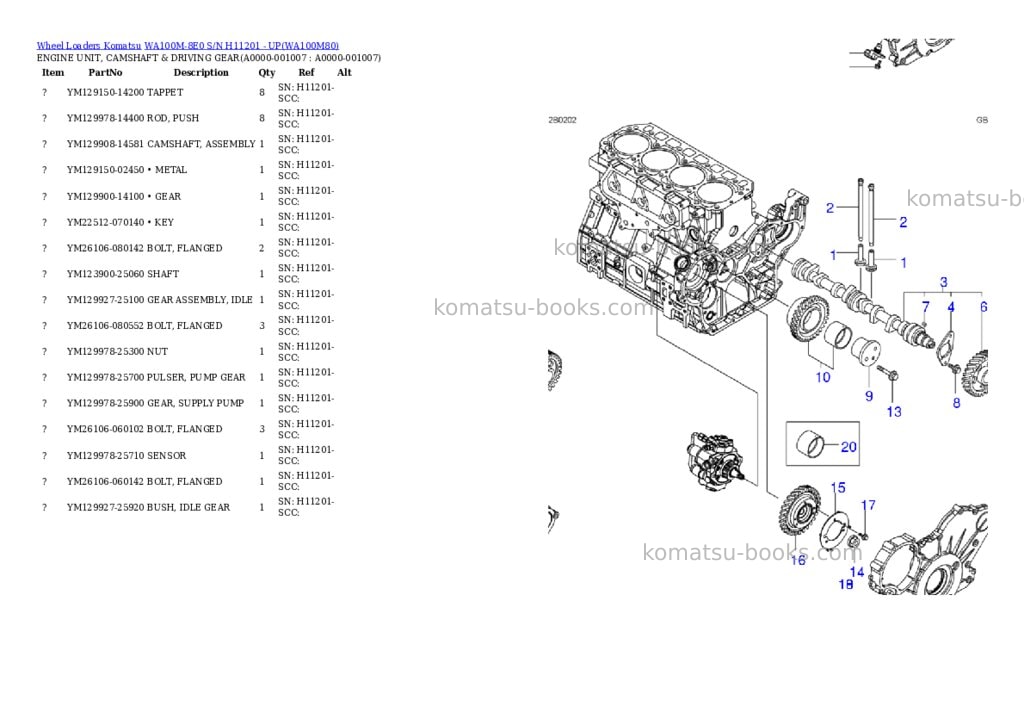 Komatsu wa100m-8e0 s/n h11201 - up Parts catalog cover Page 6