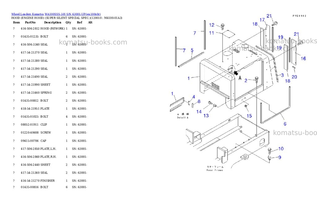Komatsu wa100sss-3-h s/n 63001-up Parts catalog cover Page 10