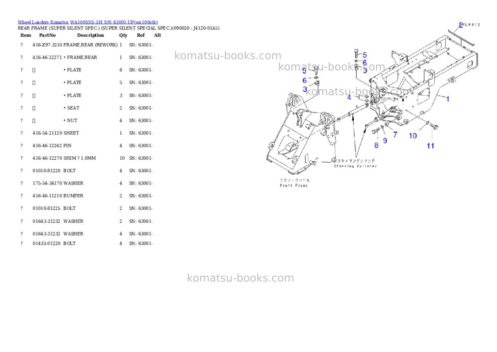 Komatsu wa100sss-3-h s/n 63001-up Parts catalog cover Page 5