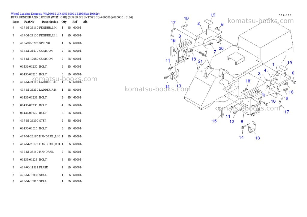 Komatsu wa100ss-3-x s/n 60001-62999 Parts catalog cover Page 4 Komatsu wa100ss-3-x s/n 60001-62999 Parts catalog cover Page 4