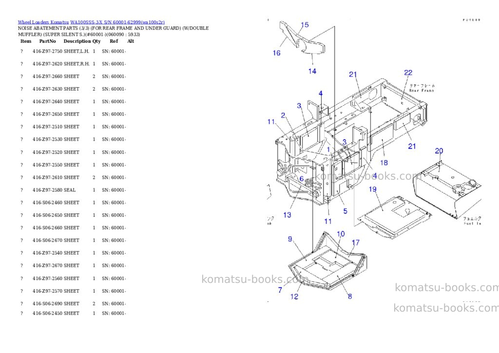 Komatsu wa100sss-3-x s/n 60001-62999 Parts catalog cover Page 10 Komatsu wa100sss-3-x s/n 60001-62999 Parts catalog cover Page 10