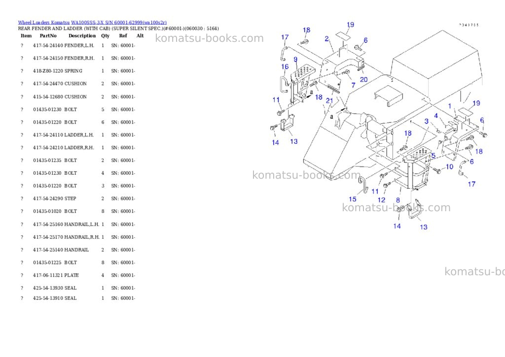 Komatsu wa100sss-3-x s/n 60001-62999 Parts catalog cover Page 4 Komatsu wa100sss-3-x s/n 60001-62999 Parts catalog cover Page 4