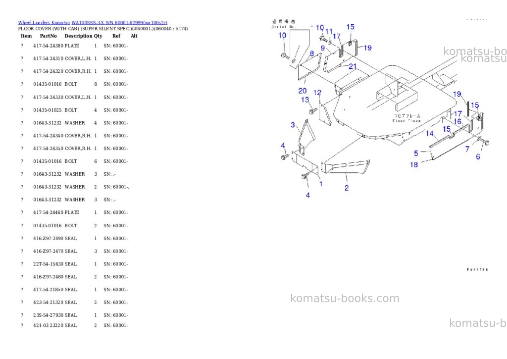 Komatsu wa100sss-3-x s/n 60001-62999 Parts catalog cover Page 5 Komatsu wa100sss-3-x s/n 60001-62999 Parts catalog cover Page 5
