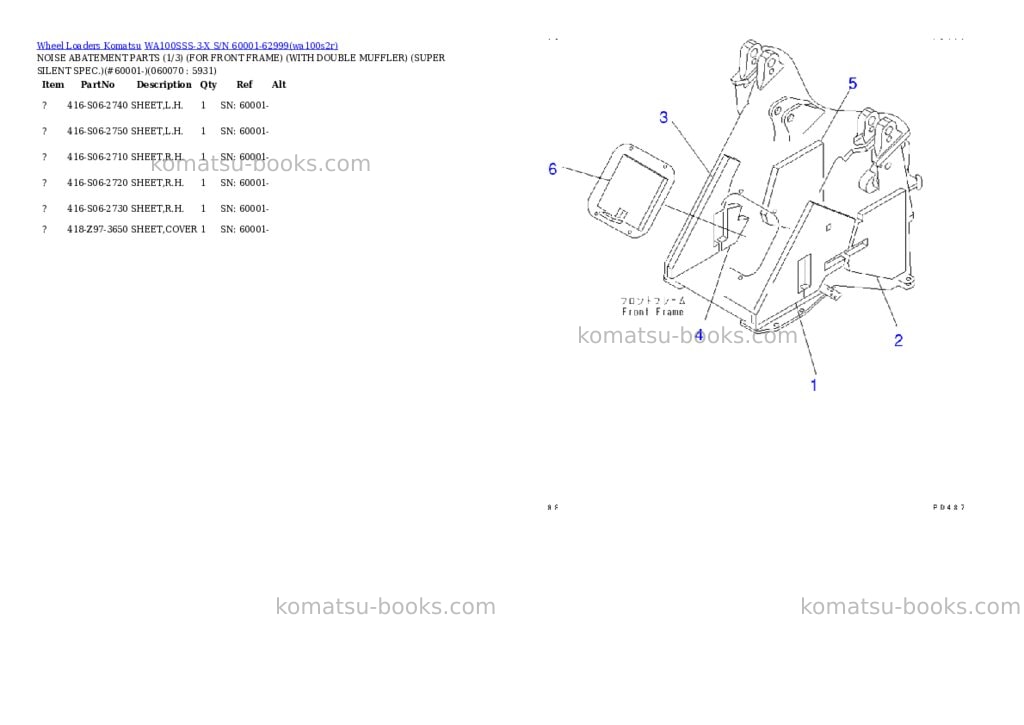 Komatsu wa100sss-3-x s/n 60001-62999 Parts catalog cover Page 8 Komatsu wa100sss-3-x s/n 60001-62999 Parts catalog cover Page 8