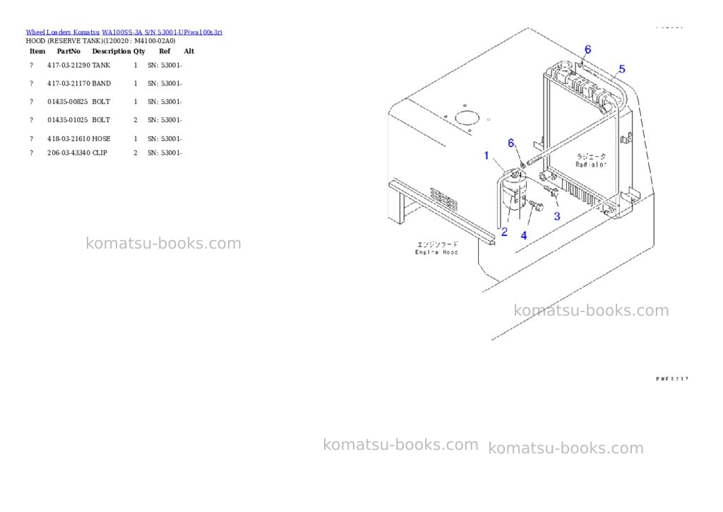 Komatsu wa100ss-3a s/n 53001-up Parts catalog cover Page 10