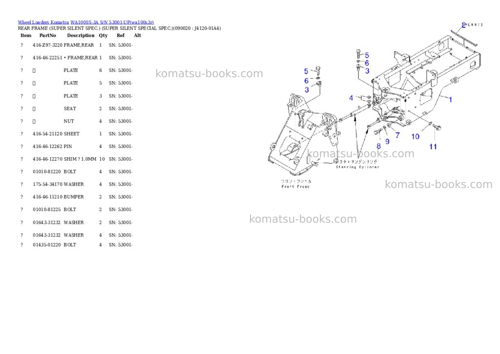 Komatsu wa100ss-3a s/n 53001-up Parts catalog cover Page 4