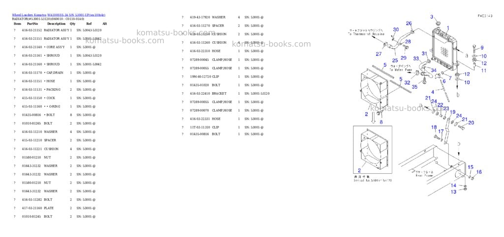 Komatsu wa100sss-3a s/n 53001-up Parts catalog cover Page 2 Komatsu wa100sss-3a s/n 53001-up Parts catalog cover Page 2