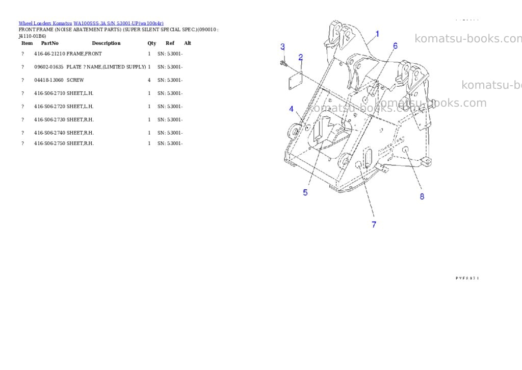 Komatsu wa100sss-3a s/n 53001-up Parts catalog cover Page 3 Komatsu wa100sss-3a s/n 53001-up Parts catalog cover Page 3