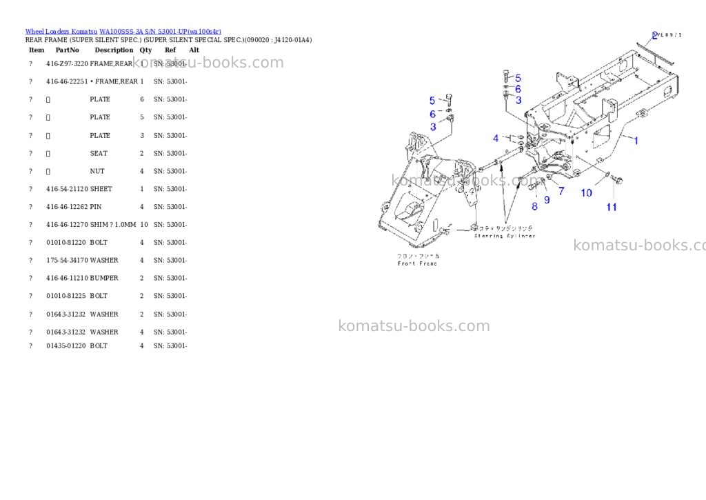 Komatsu wa100sss-3a s/n 53001-up Parts catalog cover Page 4 Komatsu wa100sss-3a s/n 53001-up Parts catalog cover Page 4